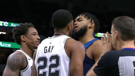 Karl Anthony Towns And Rudy Gay Get Into Face To Face Altercation YouTube