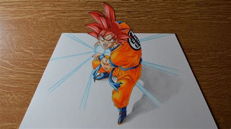 Dragon ball (c) akira toriyama tutorial by me. Drawing Goku Super Saiyan God 3D - YouTube