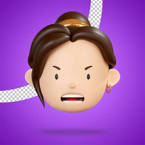 Premium PSD Angry Face Of Woman Character Emoji 3d Render Isolated