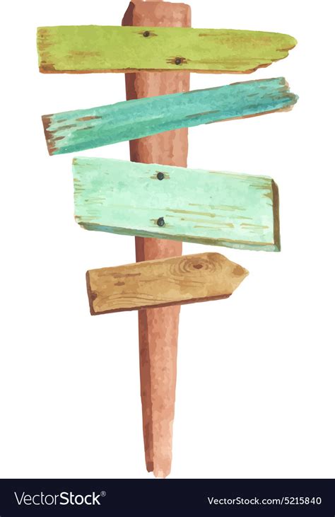 Watercolor Wooden Signpost Royalty Free Vector Image