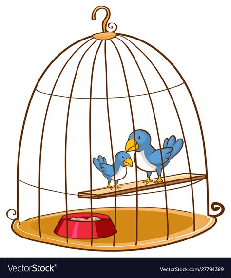 Two Blue Birds In Cage Royalty Free Vector Image