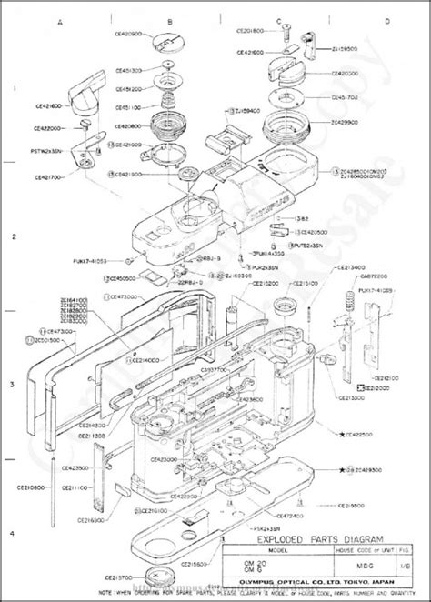 Product Details Olympus Om G And Om 20 Parts Diagram Olympus