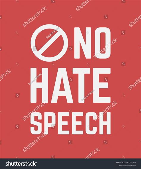No Hate Speech Text Design Hate Stock Vector Royalty Free 2065701068