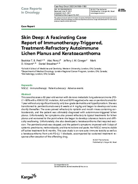 Pdf Skin Deep A Fascinating Case Report Of Immunotherapy Triggered