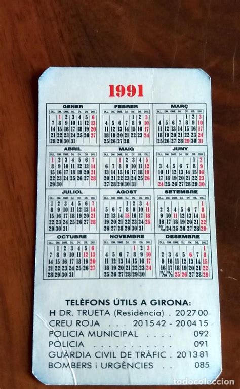 Calendario De Bolsillo 1991 Publicitario Comprar Calendarios