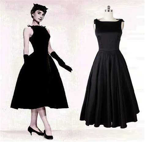 audrey hepburn vintage style 50s dresses little black tea length elegant casual dress women
