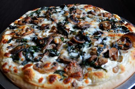 For The Love Of Dessert Onion Spinach Mushroom Alfredo Pizza