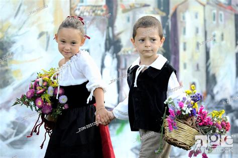 Italian Children With Traditional Dress Stock Photo Picture And