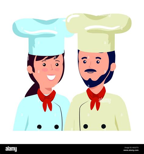 Young Couple Chefs Workers Characters Stock Vector Image And Art Alamy