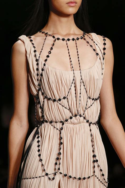 Gathered Pleats And Beaded Chain Bodice Fashion Details Soft Nude