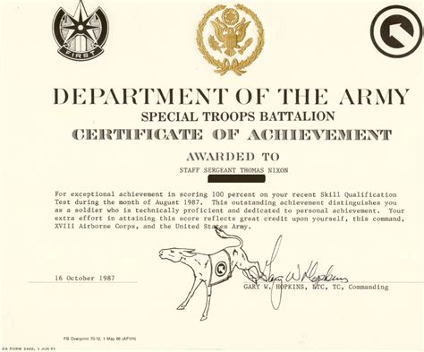 Army Certificate Of Completion Template Certificate Of For