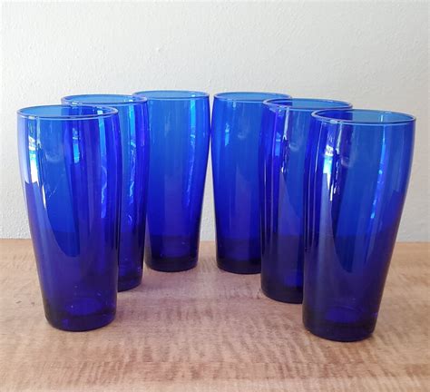 Vintage Cobalt Blue Tumblers Glassware Etsy