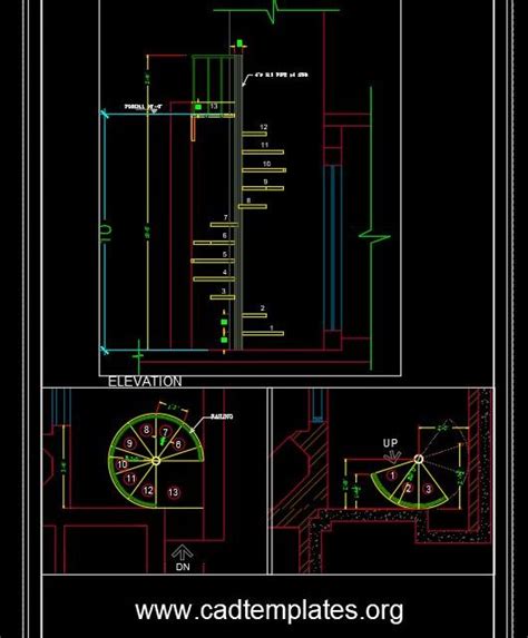 Steel Stair Plan And Elevation Cad Template Dwg Cad Templates