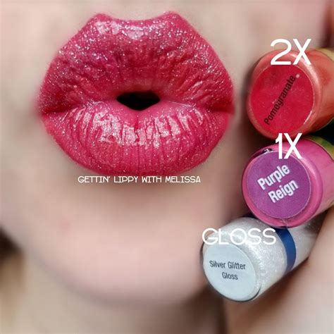 Lipsense Layering 2x Pomegranate 1x Purple Reign Sealed With Silver Glitter Gloss 💙💋💄 Gettin