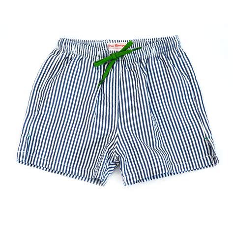 Boys Blue And White Striped Swim Shorts Pluunge