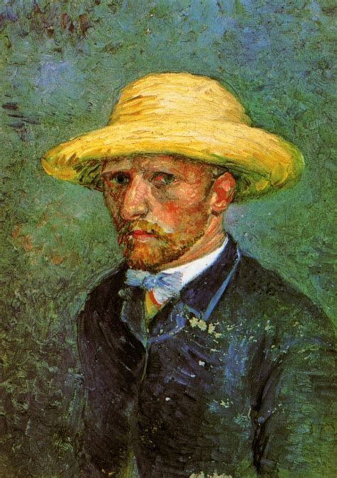 Self Portrait With Straw Hat Vincent Van Gogh