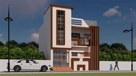 3d Elevation Design Of The G 1 House Revit Drawing Fi