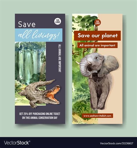 Zoo Flyer Design With Crocodile Elephant Vector Image