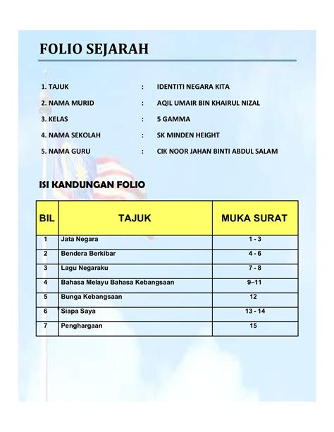 Contoh Penghargaan Folio Sejarah Tahun 5 Dskp Semakan 2017 Sejarah