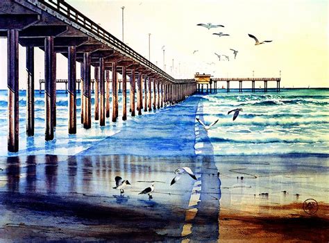 Ocean Beach Pier Painting By John Yato Fine Art America