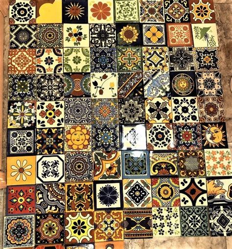100 Tiles 4x4 Inches Assorted Mexican Ceramic Handmade Etsy