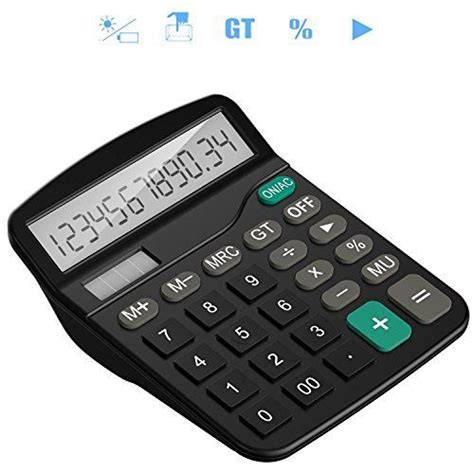 Desktop Calculator Standard Function Solar Battery 12 Digit Display
