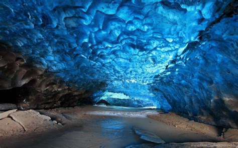 Stones Blue Ice Cave Skaftafell Iceland Wallpapers Desktop Background