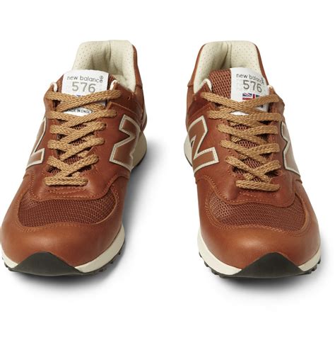 Lyst New Balance 576 Leather And Mesh Running Sneakers In Brown For Men