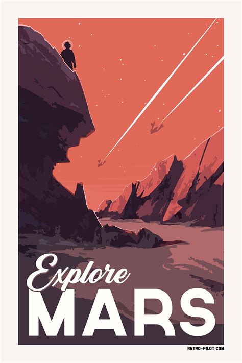 Mars Retro Print Space Travel Posters Vintage Space Poster Space Poster