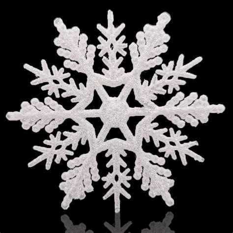 Snowflakes Set Of 5 White Glittered Snowflakes Approximately 12 D