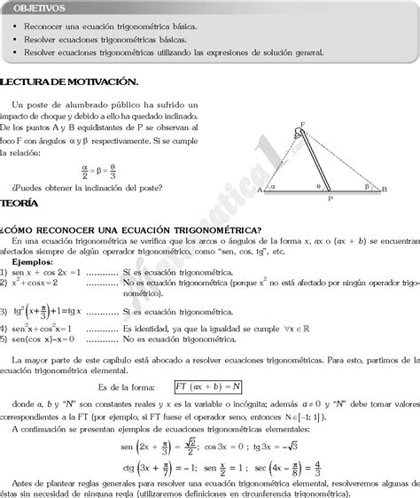 Ecuaciones Trigonometricas Ejercicios Resueltos En Pdf