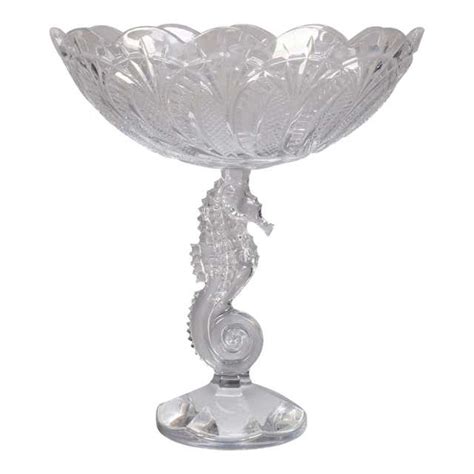 Irish Waterford Cut Crystal Figural Seahorse Compote 20th Century At
