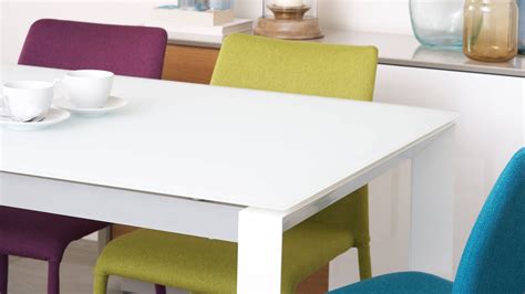 Eve White Frosted Glass Extending Dining Table Danetti
