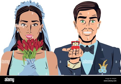 Pop Art Wedding Cartoon Stock Vector Image And Art Alamy