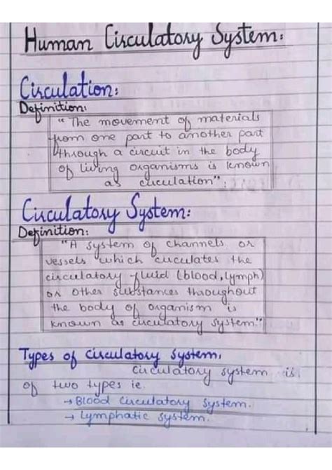 Solution Circulatory System Biology Notes Biology Chapter Circulatory