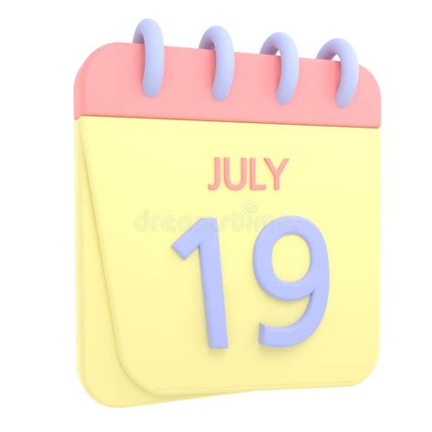 19th July 3d Calendar Icon Stock Illustration Illustration Of Text