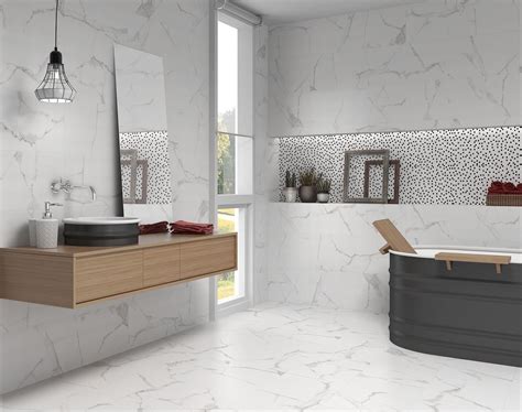 Polished Carrara Marble Effect Wall Tiles 30x60