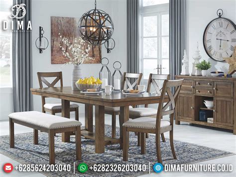 Desain Meja Makan Minimalis Jepara Simple Luxury Natural Kayu Jati ST-0929