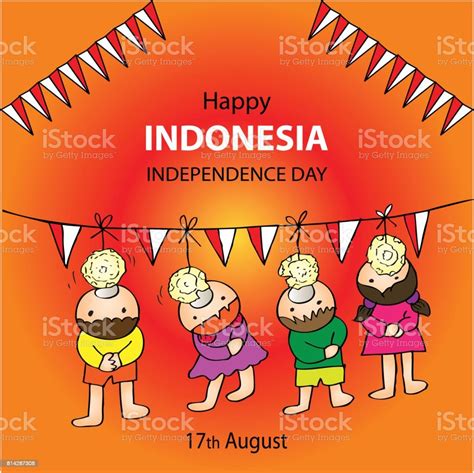 Happy Indonesia Independence Day 17 August Indonesian Game Celebration Stock Illustration