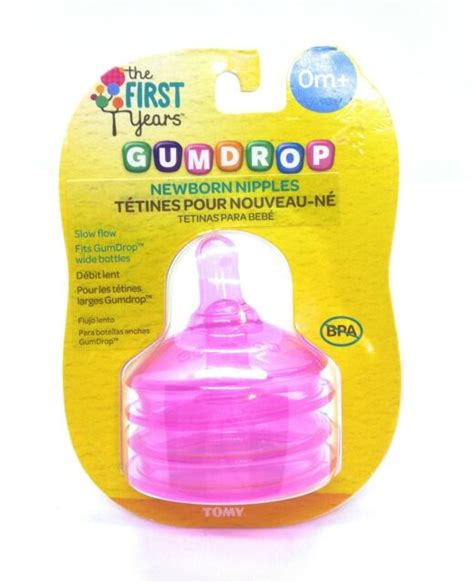 The First Years Tomy Gumdrop Newborn Silicone Nipples Pink 0m Slow Flow