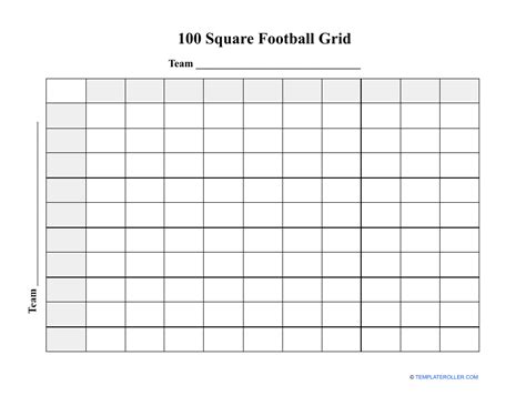 100 Square Grid Football Template Download Printable Pdf Templateroller