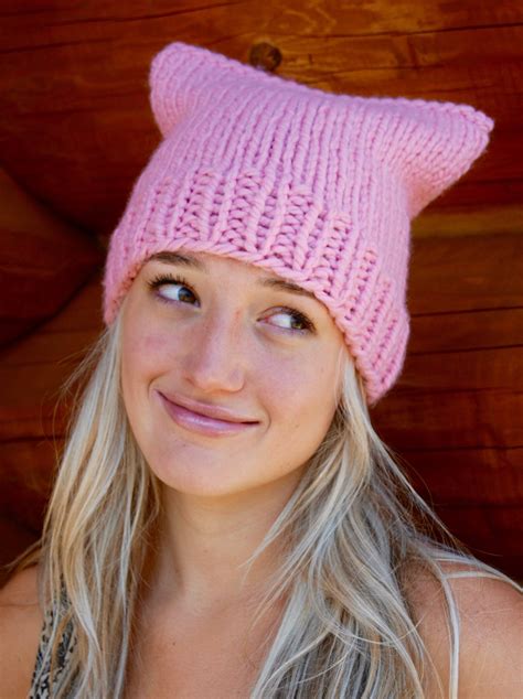 Pussy Hat Project Pink Beanie Or Hat For Teen Womens Etsy