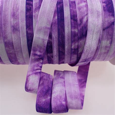 58 15mm White Ultra Violet Tie Dye Printed Foe Fold Over Elastic