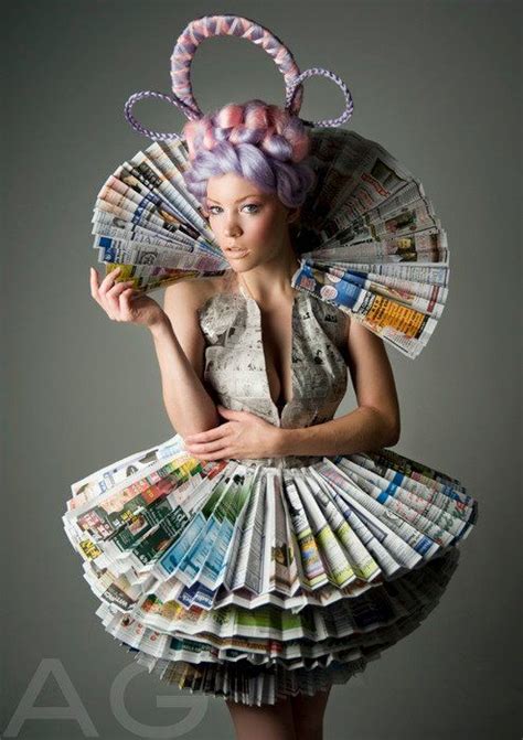 Con Papel Diario Newspaper Dress Paper Fashion Recycled Dress
