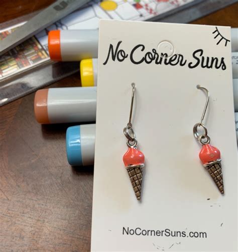 Peachy Coral Ice Cream Cone Earrings After Wayne Thiebauds Paint Aftcra