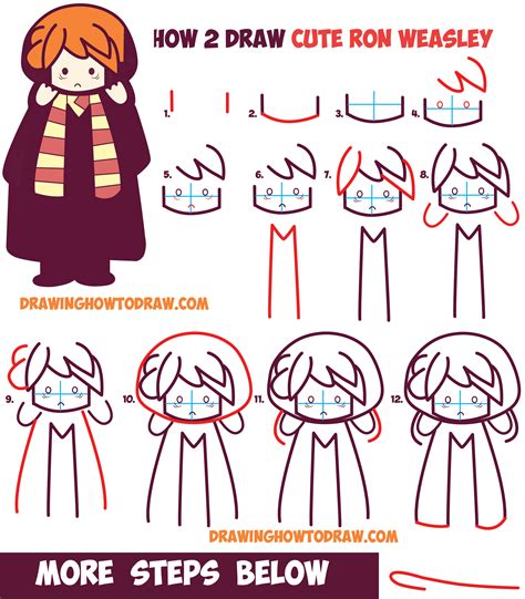 How To Draw Cute Ron Weasley From Harry Potter Chibi Kawaii Easy