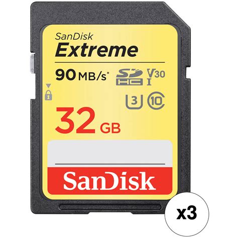 Sandisk 32gb Extreme Uhs I Sdhc Memory Card Kit 3 Pack Bandh