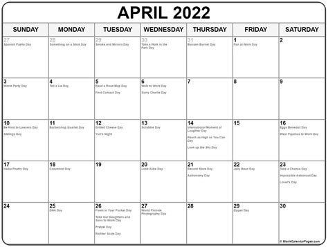 April 2020 Calendar With Holidays