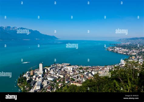 View Of Montreux On Lake Geneva Montreux Canton Vaud Switzerland
