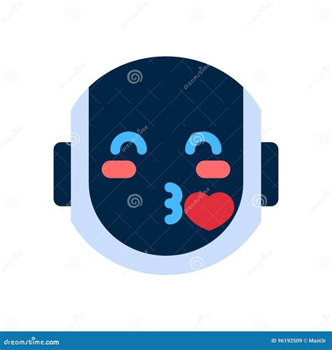 Robot Face Icon Smiling Face Blowing Kiss Emotion Robotic Emoji Stock